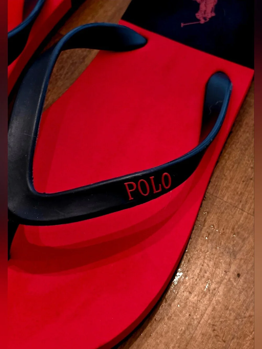 Polo by Ralph Lauren Red and Black Men’s Slide Sandals SZ 9.5